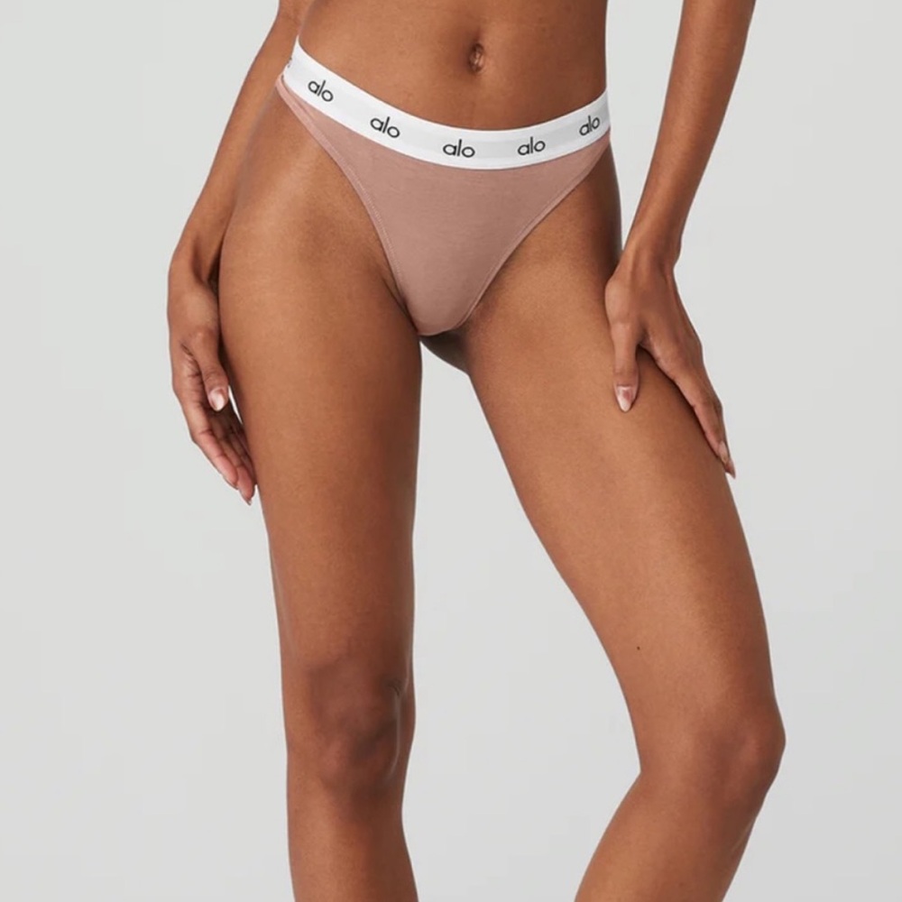 NWT ALO Icon High Cut Thong Smoky Quartz